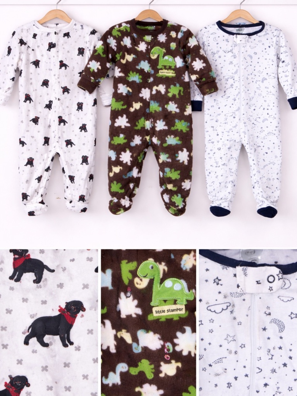 Sleeper Bundle 6-9M Footed Pajamas Dog Dino Carter’s Set Adorable baby boy